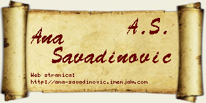 Ana Savadinović vizit kartica